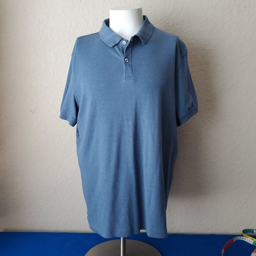 Club Room Polo Shirt Mens XXL Blue Short Sleeve Interlock Cotton Blend Casual